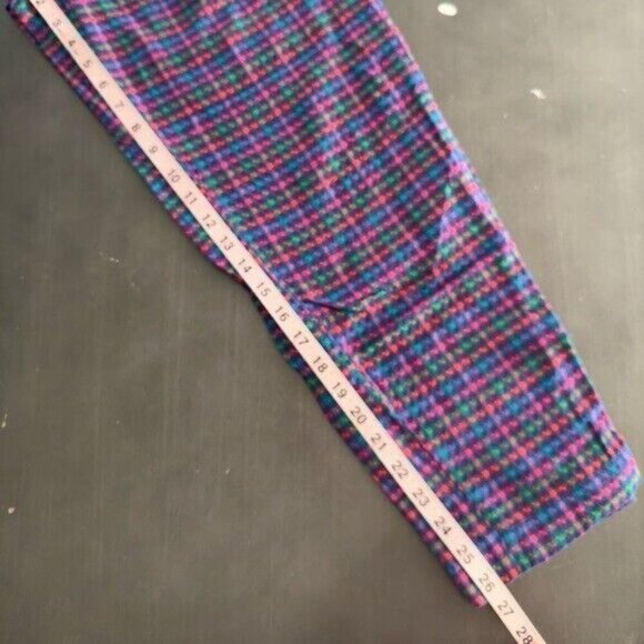 VTG 80s Heirloom Seersucker Barrel Pant Carrot Fit Colorful Plaid Elastic Waist - Picture 12 of 12